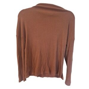 A New Day Womens XS Rust Brown Ribbed Turtleneck Long Sleeve Top Drop Shoulder